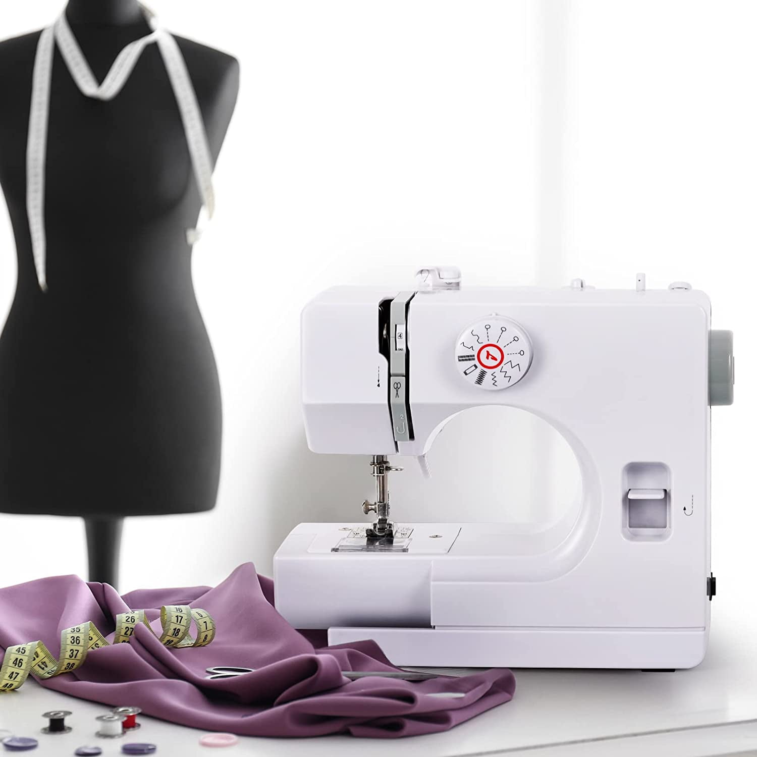 Mini Portable Sewing Machine Household Kids Sewing Machine with 12 Built-in Stitches, Foot Pedal, Gray