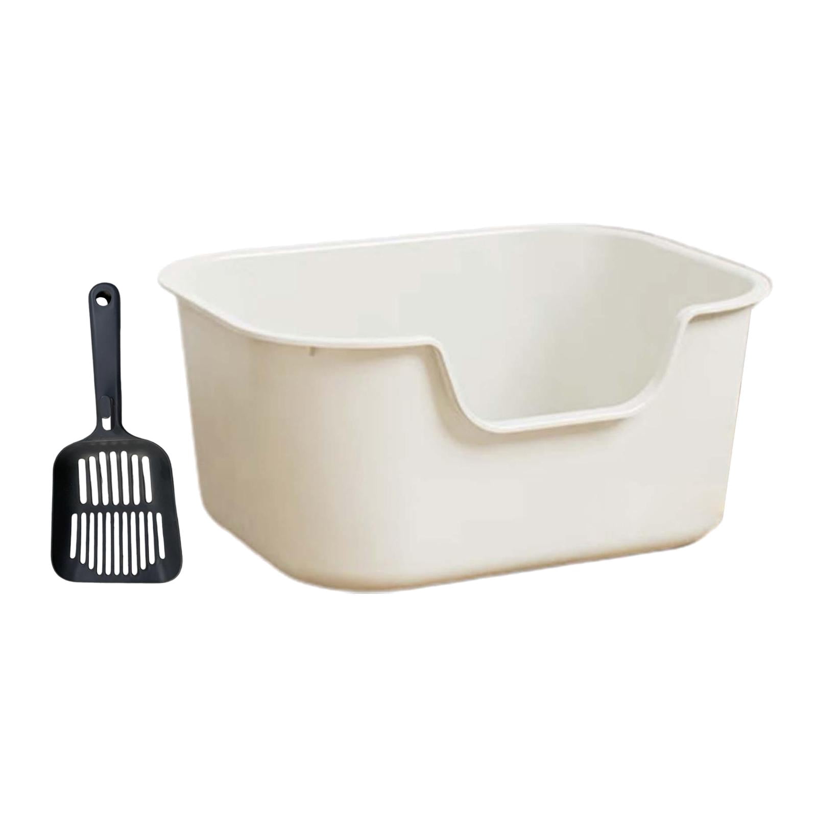 LOVIVER Open Top Cat Litter Tray Anti Splashing Bedpan Cat Sand Box Cat Litter Basin White