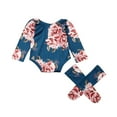 thumbnail image 5 of One opening Newborn Baby Long Sleeve Romper Large Floral Jumpsuit Girl Warm Leg Socks Outfit 0-24M, 5 of 6