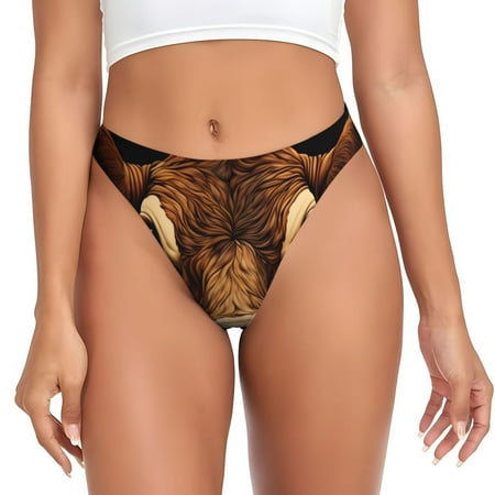 Kdxio Sunflower Butterfly Cow Pattern Seamless Thongs for Women No Show Thong V-waisted Stretch Breathable Sexy Panties Underwear-4X-Large