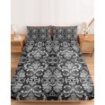 thumbnail image 2 of Twin Sze Fitted Sheet Set - Black and White 2 Piece Bedding Sets 16" Deep Pocket Fitted Sheet with 1 Pillowcase, Modern Luxurious Geometric Abstract Art Brushed Microfiber Hotel Luxury Bed Sheets, 2 of 9