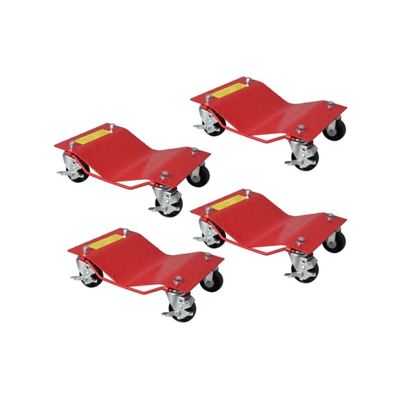 EastVita Chariot de Voiture Noir/rouge pour Déménagement Voiture.chariot de Voiture Ensemble de 4.chariot de Véhicule Robuste pour Motos.unités pour Personnes Handicapées.camions.vélo hors Route.remorques.6000 LB