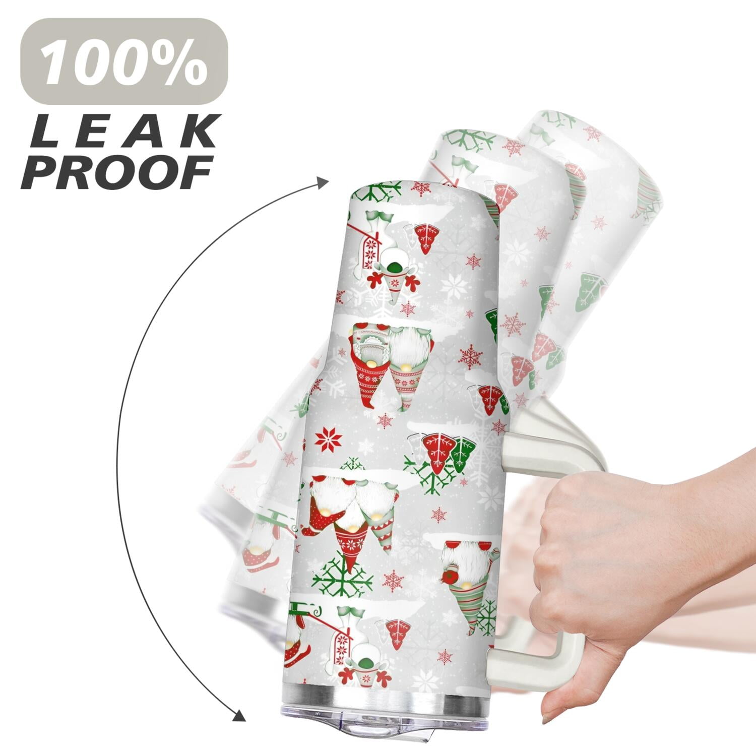 Christmas Gifts 40 oz Tumbler with Handle and Straw Lid,Cute Gifts for Women Winter Gnome Vacuum Insulated Leak Proof Tumbler,Holiday Accessories Stainless Steel Coffee Cup