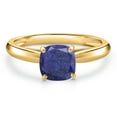 thumbnail image 3 of Gem Stone King 10K Yellow Gold Blue Lapis Solitaire Engagement Ring for Women | 1.00 Cttw | Cushion 6MM | Gemstone Birthstone | Size 8, 3 of 6