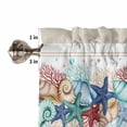 thumbnail image 5 of Half Window Curtains 24 Inches Long, Blue Starfish Beach Window Treatment Curtain Drapes, Summer Coral Conch Coastal Retro Beige Short Curtains Tiers for Kitchen Over Sink, 27.5"x24", 2 Panels, 5 of 7