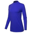 thumbnail image 2 of A2Y Women's Basic Solid Soft Cotton Long Sleeve Mock Neck Top Shirts Denim Blue 2XL, 2 of 5