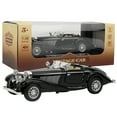 thumbnail image 1 of Coche de juguete vintage para niños, de aleación, con sonido y luz de alta simulación (negro), 1 of 10