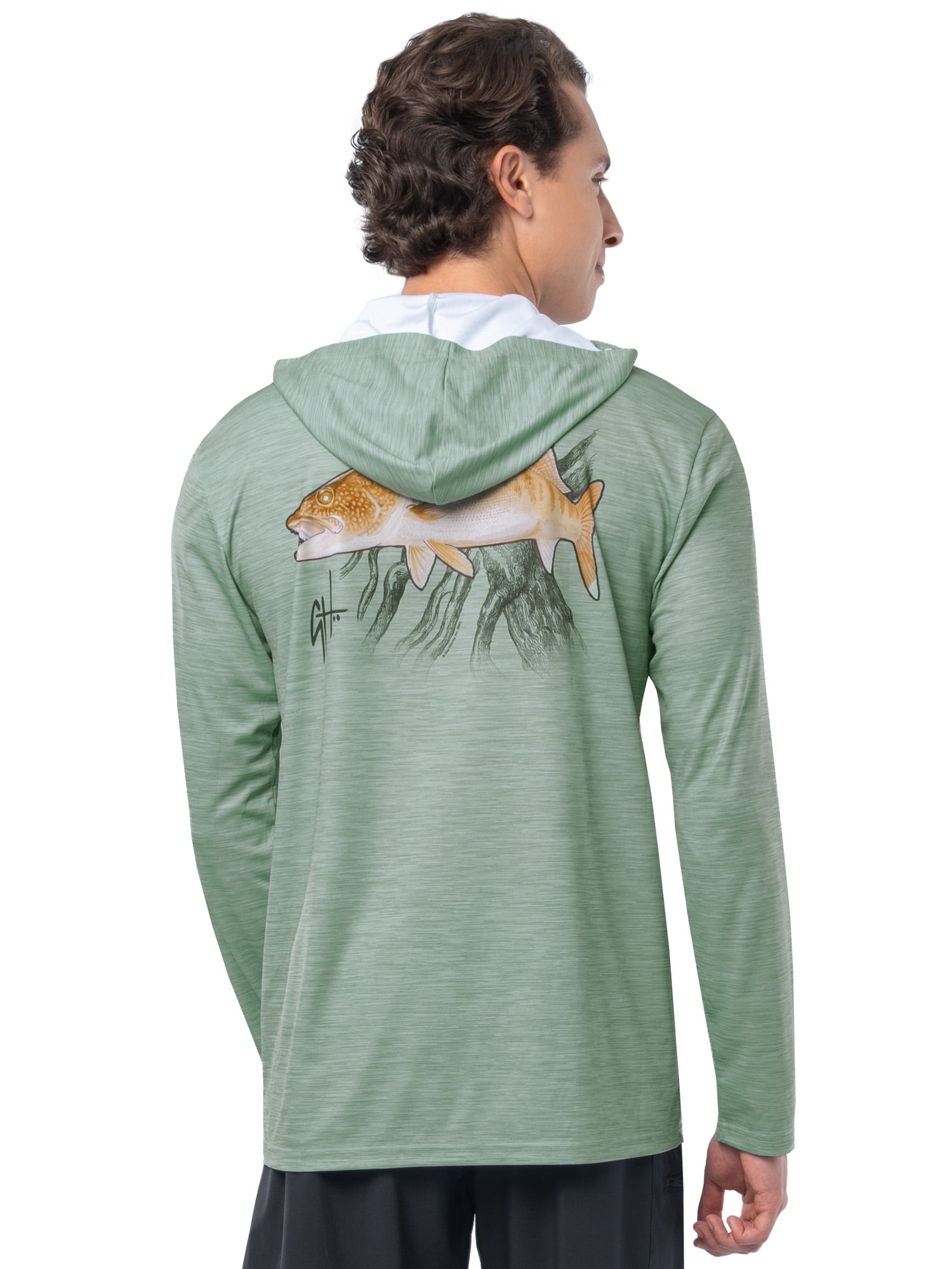 GH BY GUY HARVEY Men's Long Sleeve Sun Protection Walleye Hoodie