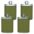 thumbnail image 2 of 2 Pack Olive Green Qtip Holder Dispenser Clear Plastic Storage Apothecary Jars for Cotton Swabs Balls Pads Floss, 2 of 7