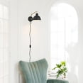 thumbnail image 3 of Dimitri 1-Light Matte Dark Gray Plug-In or Hardwire Wall Sconce with Antique Brass Accent Arm, 3 of 7