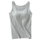 thumbnail image 1 of Camiseta sin mangas para mujer con sujetador incorporado: camisola acolchada para hacer ejercicio, color liso, tallas grandes, apta para todas las estaciones, 1 of 4