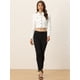 thumbnail image 3 of Chaqueta de mezclilla lavada con botones y manga larga de mezclilla corta de algodón para mujer Blanco S, 3 of 6