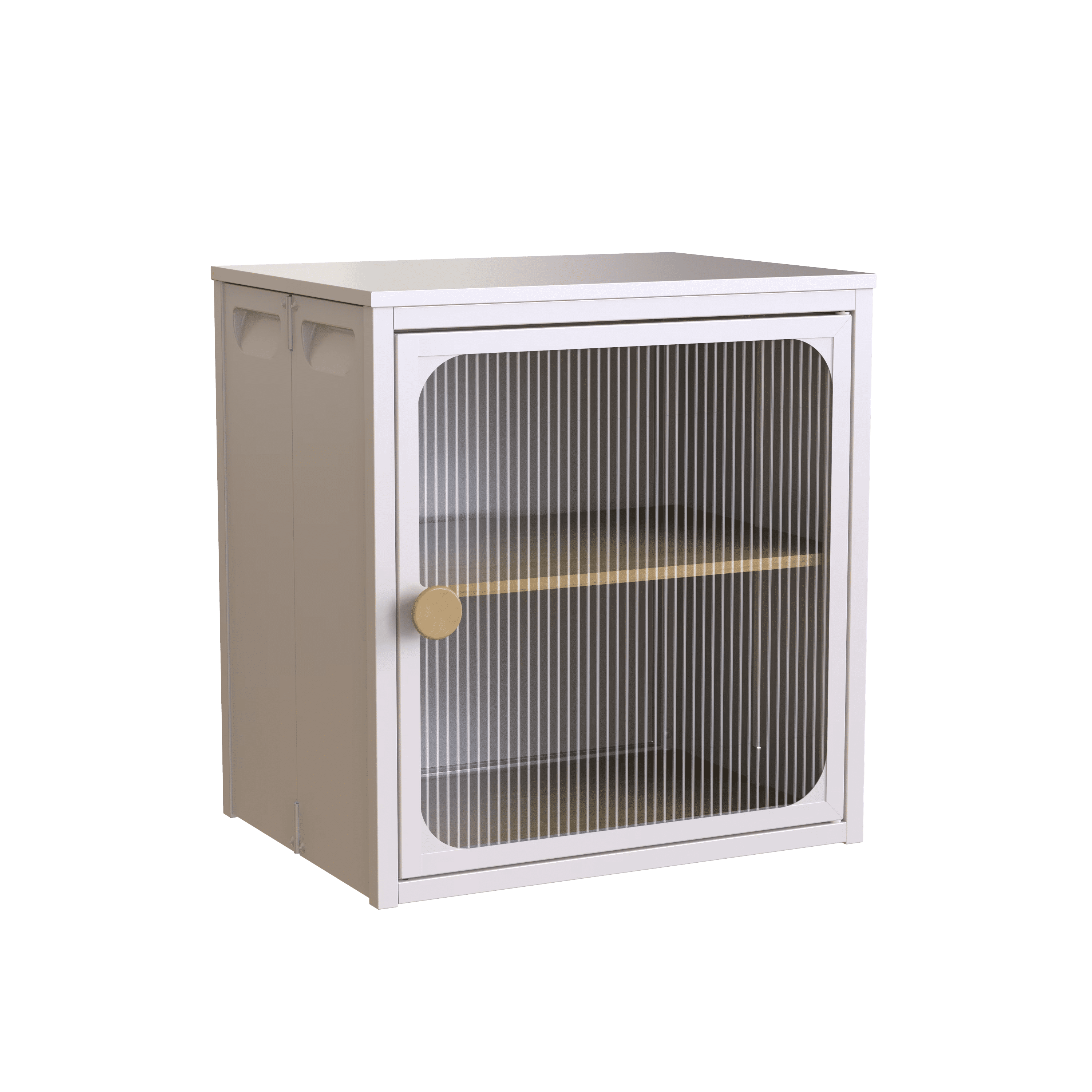 MAYEERTY Foldable Storage Cabinet, Steel-Wood Combo with Anti-Slip Design, White