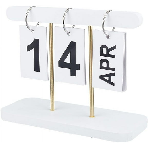Perpetual Flip Calendar Wooden Desk Calendar 2023-2024 Standing Flip Calendar for Desk White Daily Desk Decorations Motivational Calendar Desktop Accessories for Office Classroom Home diy