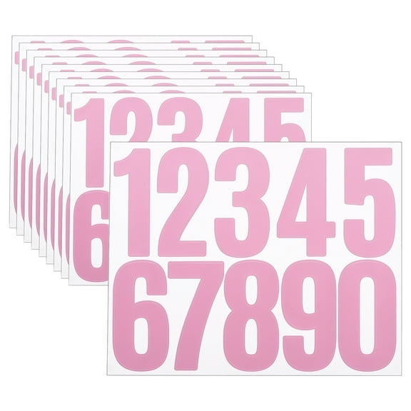 Uxcell 10 Sheets Vinyl House Numbers 3 Inch Self-Adhesive Number Stickers, Pink