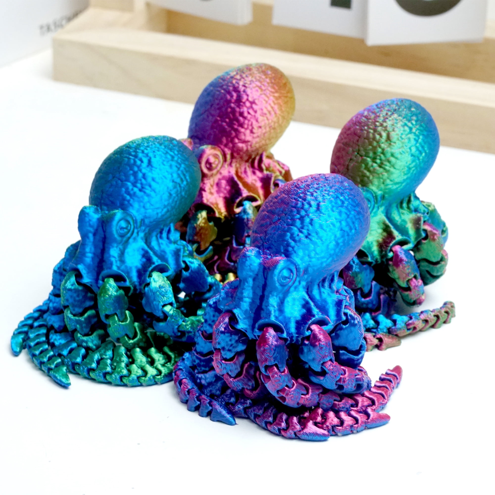 4pcs 3D Printed Octopus,Articulated Models,Flexible Joint Animal Figurines, 3D Printing Stuff Cheap,Stress Relief, Fidget restlessness, ADHD Toys, Surprise Fantasy Gifts