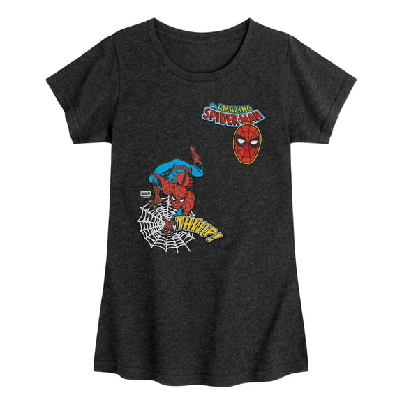 Spider-Man - Spidey Thwip Faux Patch Fitted Short Sleeve Graphic T-Shirt