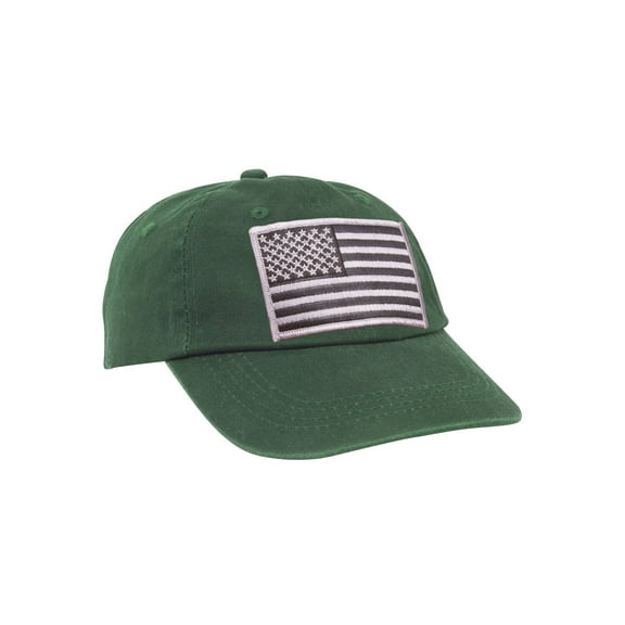 Youth Sized USA Adjustable Unstructured Hat - Forest Green
