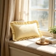 thumbnail image 4 of Ruffled Striped Throw Pillow Cover Soft Yellow White Stripe Decorative Cushion Case and Rectangle Frilled Pillowcase for Living Room Sofa Bed Decor, 4 of 6