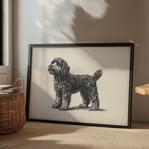Retro Bernedoodle Nursery Poster Boys Room Vintage Print Girls Room Wall Art Dog Wall Decor Baby Nursery Sketch Dog Drawing Painting Wall Art Modern Wall Decor