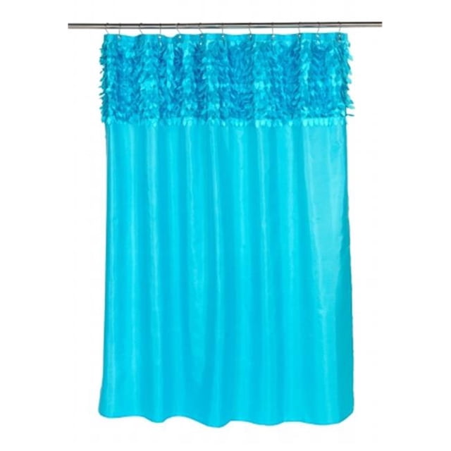 "Jasmine" Coupe Laisse Rideau de Douche en Tissu, 100% polyester avec Oeillets en Métal, Taille 70"x72", Couleur Bleu cyan