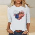 thumbnail image 2 of SYMOID Womens White Heart American Flag 3/4 Sleeve Top Crew Neck Patriotic 4th of July Shirt,Size 4XL, 2 of 5