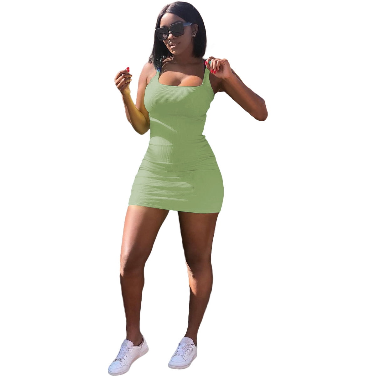 Women's Summer U Neck Solid Color Dress 