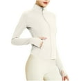 thumbnail image 2 of LOVZFMLL Vestes pour Femmes Col Rond Couleur Unie Ample Décontracté Sport Anti-Soleil Manches Longues Veste/veste Sport Manches Longues à Capuche Décontractée, 2 of 6