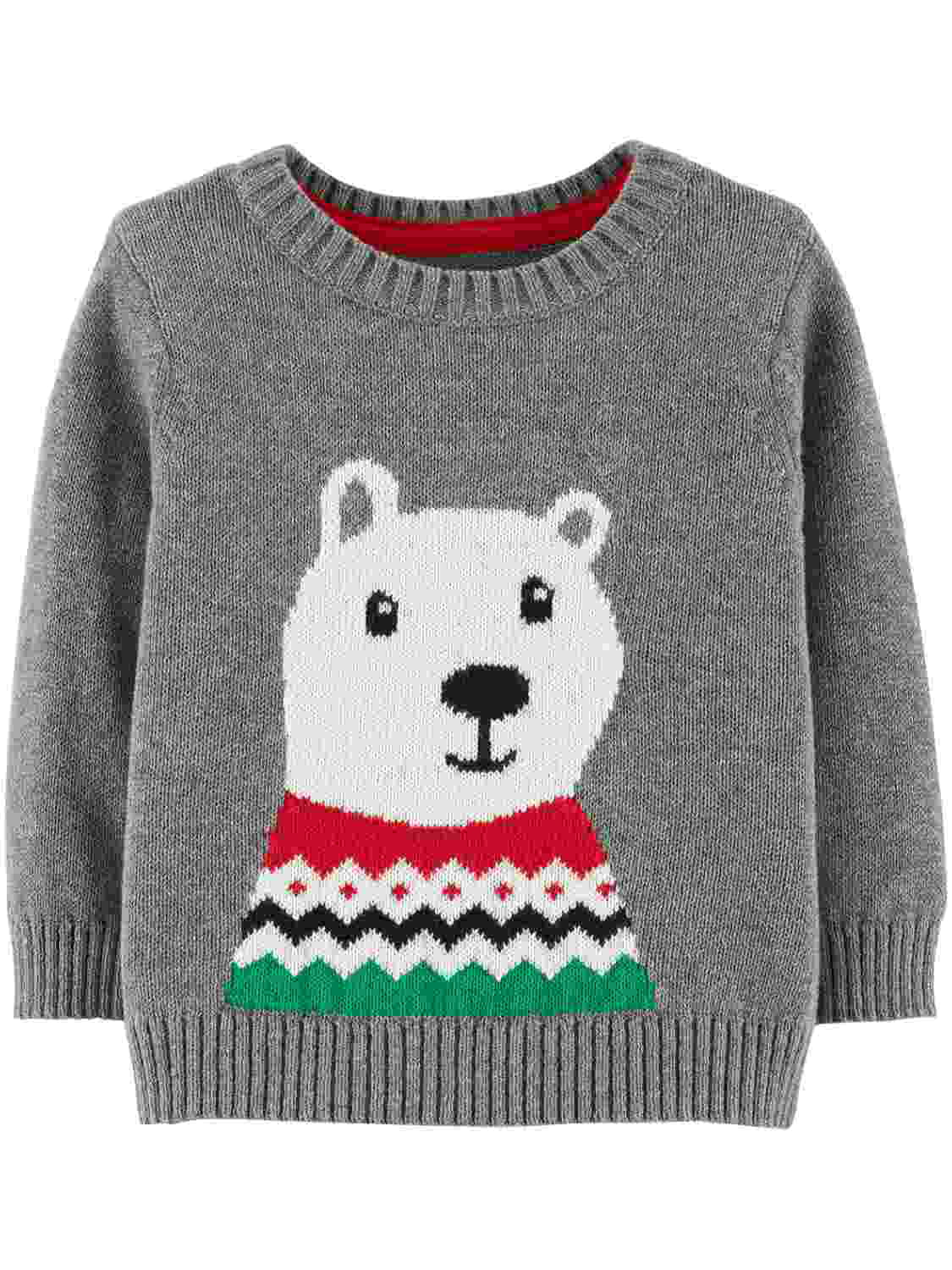 Carter's Carters Infant Boys Gray Polar Bear Knit Baby Sweater