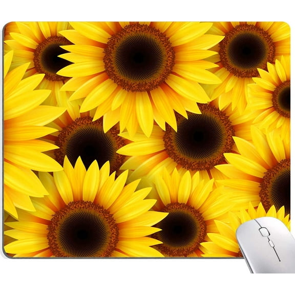 Sunflowers Mouse Pads, Floral Square Computer Mouse Pad with Non-Slip Rubber Base,Mouse Mat for Office Home Laptop