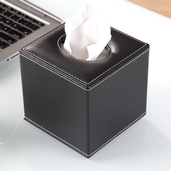 BESTYASH Caja De Papelera En Cuero PU Negro Para Organizar Servilletas Y Toallas En Oficina O Casa
