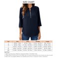 thumbnail image 5 of Blusa Cremallera Volantes Espalda Estampado de puntos Manga tres cuartos Cuello redondo Tops de moda para mujer Azul purpúreo XL, 5 of 5