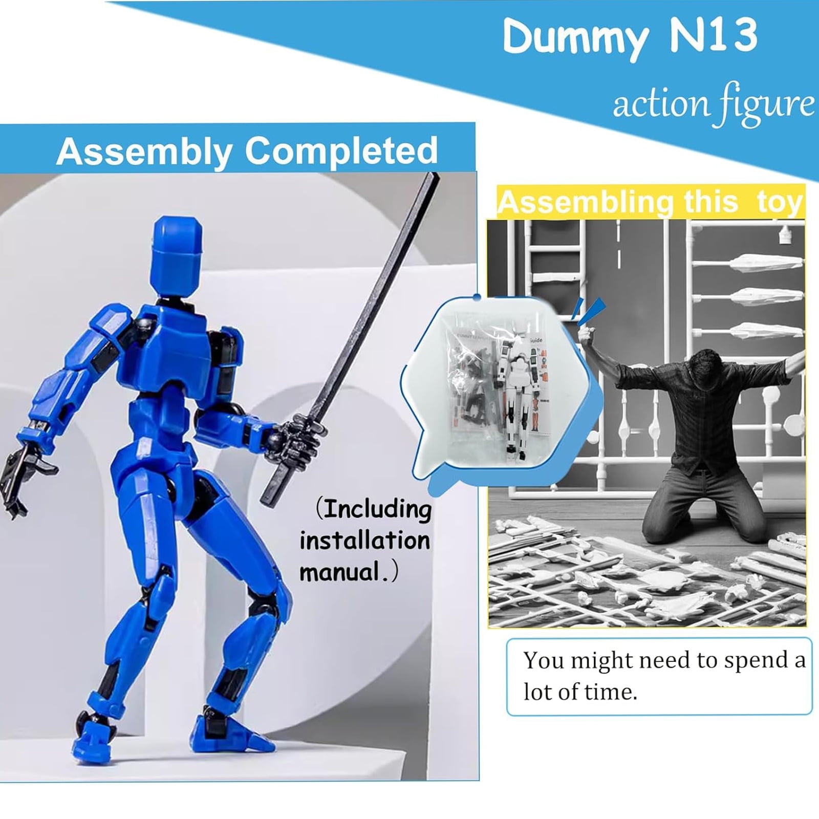3 Pack(Assembly Completed) T13 Action Figure Set,Dummy 13 Set,3D Printed Robot 13 Action Figure,Lucky 13 Set,Titan 13 Robot Action Figure,for Collectors Desktop Decorations