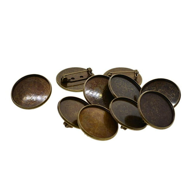 Base de 10 Broches en Blanco Bandeja Redonda de Cabujón de 25 Mm para Insignia Bronce Sunnimix Bisutería Cabochon en blanco