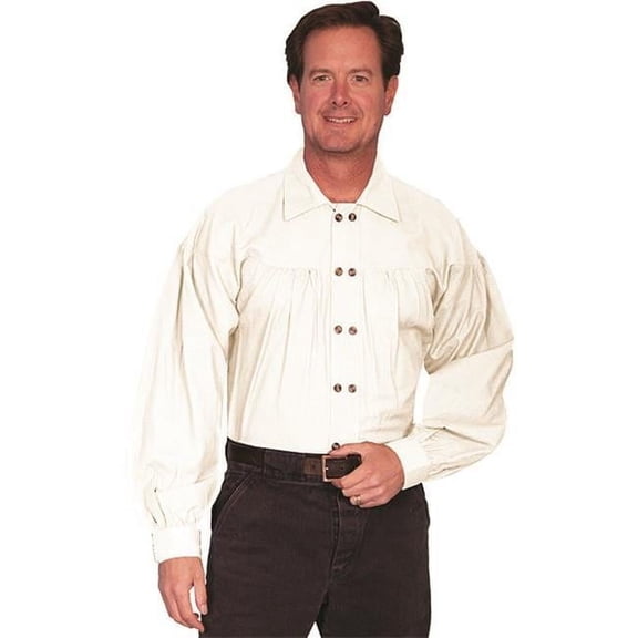 Scully Rangewear Mens Ivory 100% Cotton L/S Pleated Old West Shirt L