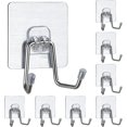 thumbnail image 1 of Paquete de 8 ganchos adhesivos grandes, máximo 120 lbs, gancho doble, ganchos para abrigos de toallas para el hogar, cocina, dormitorio, ba?o, oficina, techo, plateado ShuxiuWang 8390612214073, 1 of 1