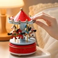 thumbnail image 3 of Rotating Carousel Music Box with Red Roof and Gold Accents, Red and Light Blue Design, for Girls and Women, Christmas Decoration and Birthday Gift, 3 of 4