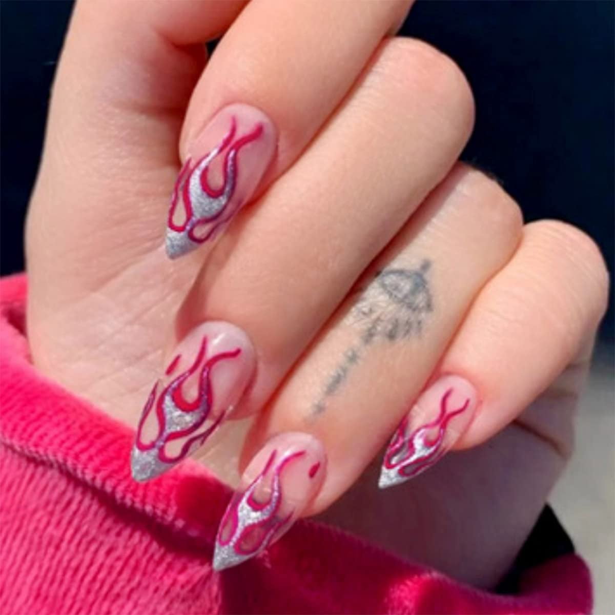 Aetomce Fake Nails, Coffin False Nails, Glossy Medium Full Cover Acrylic  Nails, Snake Press on Nails for Women and Girls(24pcs) - Walmart.com