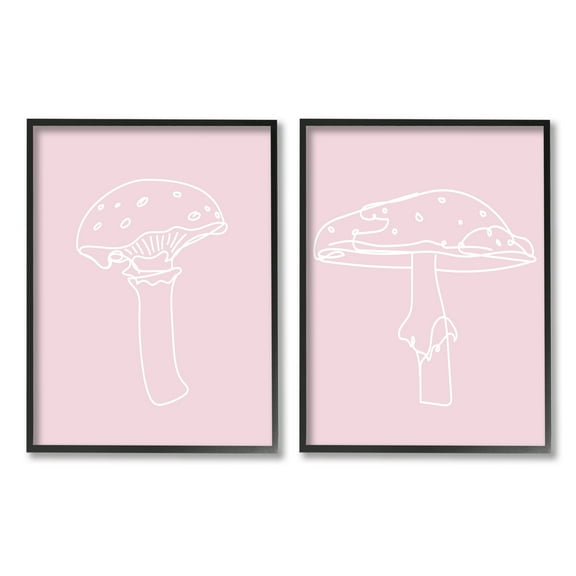 Stupell Industries Pastel Mushroom Doodles Botanical & Floral Painting Black Framed Art Print Wall Art, 11 x 14, Set of 2