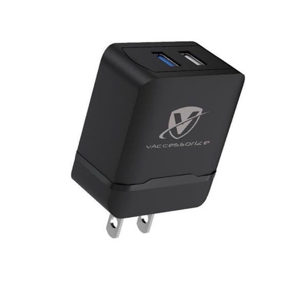 vAccessorize 3.4A Fast Charging Dual USB Port Home Travel Wall Charger for Apple iPhone (Black)