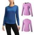 thumbnail image 4 of Women Sports Yoga Fitness Tops Quick-Drying Stretch T-Shirt Compressiong Tops Tee Training Clothes Gymwear Tops, 4 of 5