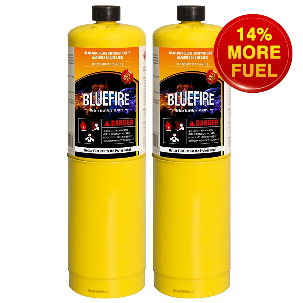 Pack of 2, 16.1 oz BLUEFIRE Modern MAPP Gas Cylinder, 14% More Bonus ...