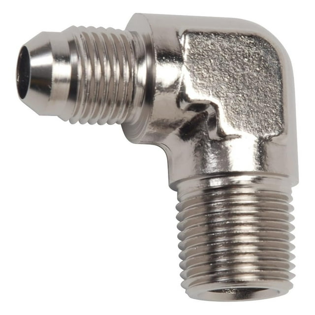 Russell Automotive Adapter Fitting 660801 90 Degree -4 AN To 1/8 Inch NPT; EnduraShine; Silver; Aluminum; Single