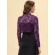 thumbnail image 4 of Día de San Patricio Cárdigan Cortas De Manga Larga Floral Transparente Para Mujer Morado oscuro XL, 4 of 5