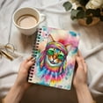 thumbnail image 3 of Hippie Abyssinian Portrait Watercolor Tie-Dye Vintage Styles Spiral Bound Journal Cat Lover Kitten Owner Gifts 5x7in Spiral Notebook - 00014, 3 of 5