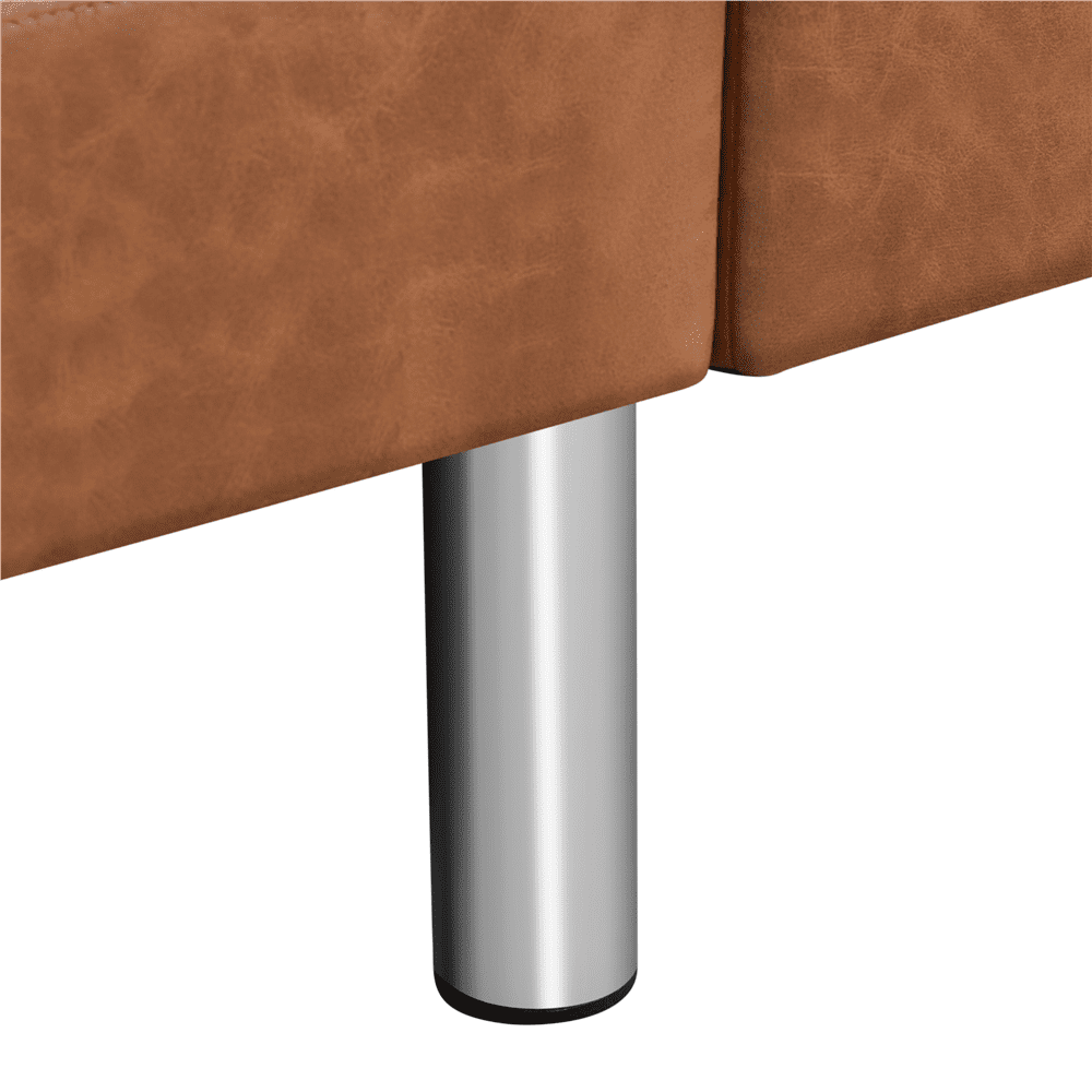 Renwick Modern Faux Leather Futon Sofa Bed Convertible Folding Couch with Cup Holders, Brown