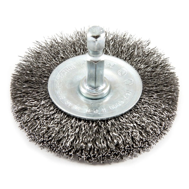 Cepillo de alambre Forney 72734, rizado fino, con vástago hexagonal de 1/4 de pulgada
