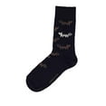 thumbnail image 1 of Bengt & Lotta Twirly Tailed Cats Black Merino Wool Unisex Decorative Socks, 1 of 1