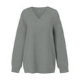 thumbnail image 4 of Hpapadks V Neck Sweatshirt Women Hoodless Casual Long Sleeve Sweatshirt Lightweight Soft Pullover Top Grey L, 4 of 5