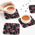 thumbnail image 4 of Leather Coasters with Heat-resistant for Drinks, Dragonfly Pink Flower Cup Coasters Cup Pad Mat for Tabletop Protection, Coffee Table, Office Desk and Housewarming Gift, 4 of 5